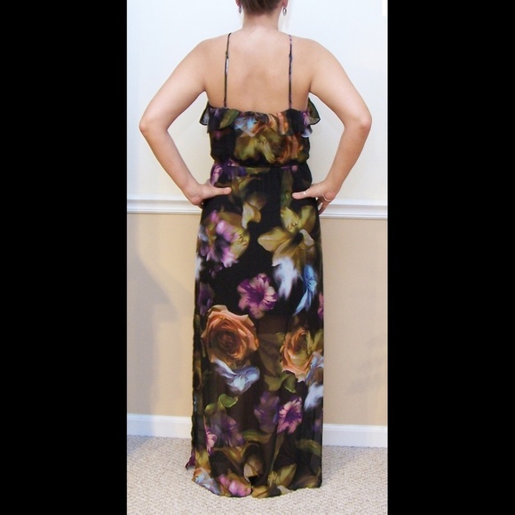 Black & Floral Long Maxi Dress - Picture 3 of 3