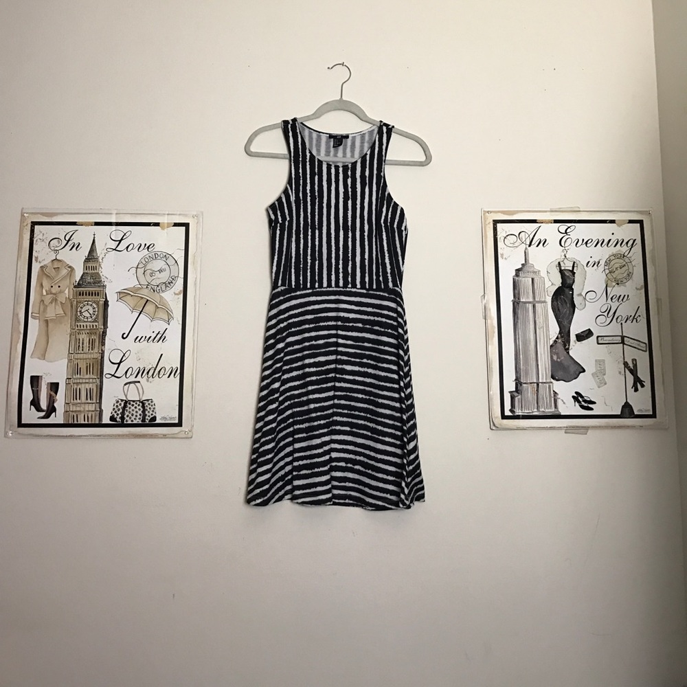 Black and White Water print A Line Cocktail Dress