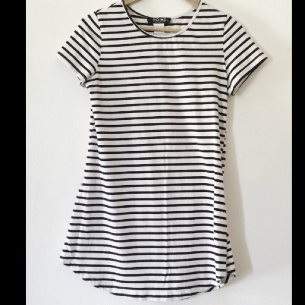 White/Black Striped Tee Dress