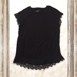 Black Lace Trimmed Ava Viv Shirt Size XL