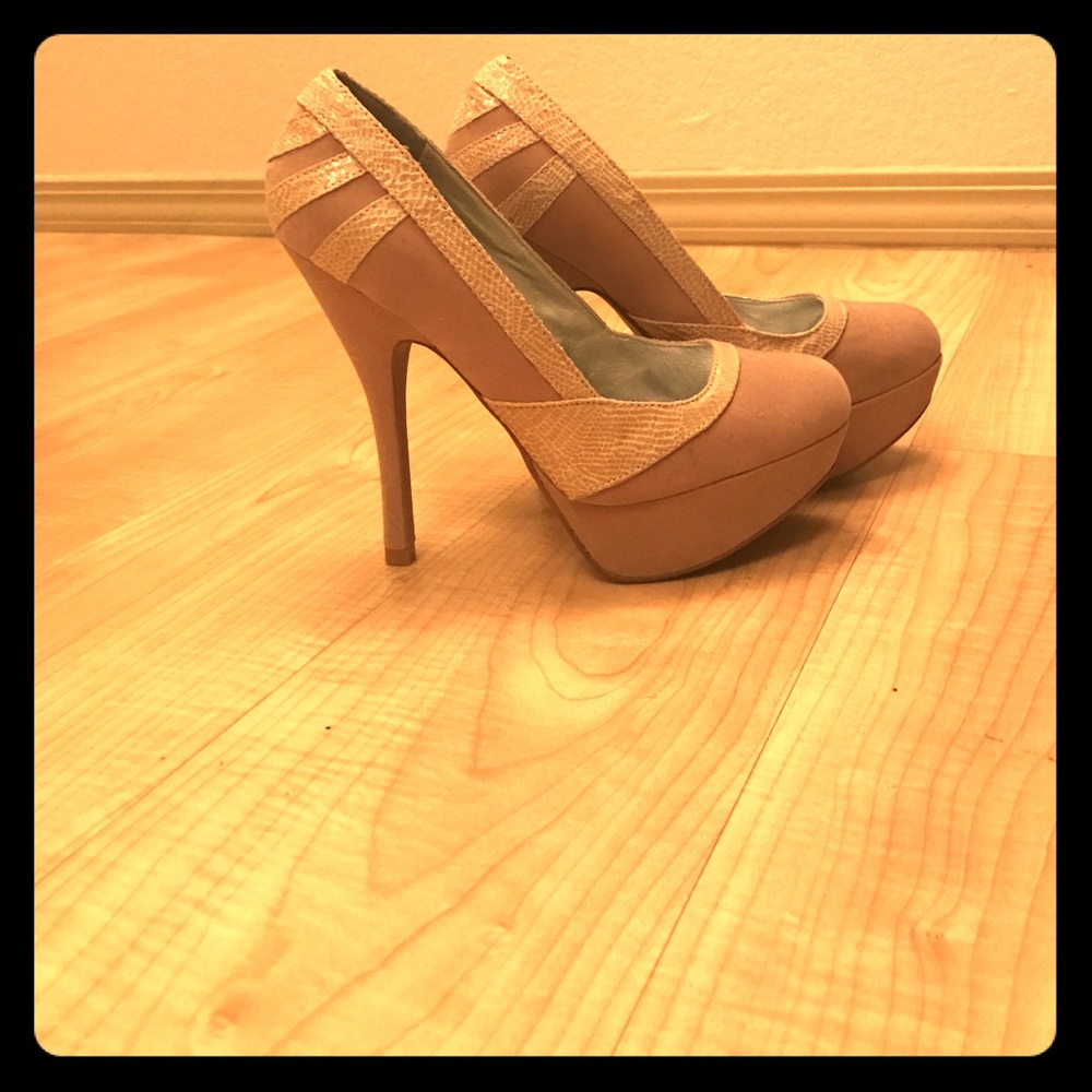 Cream colored suede heels