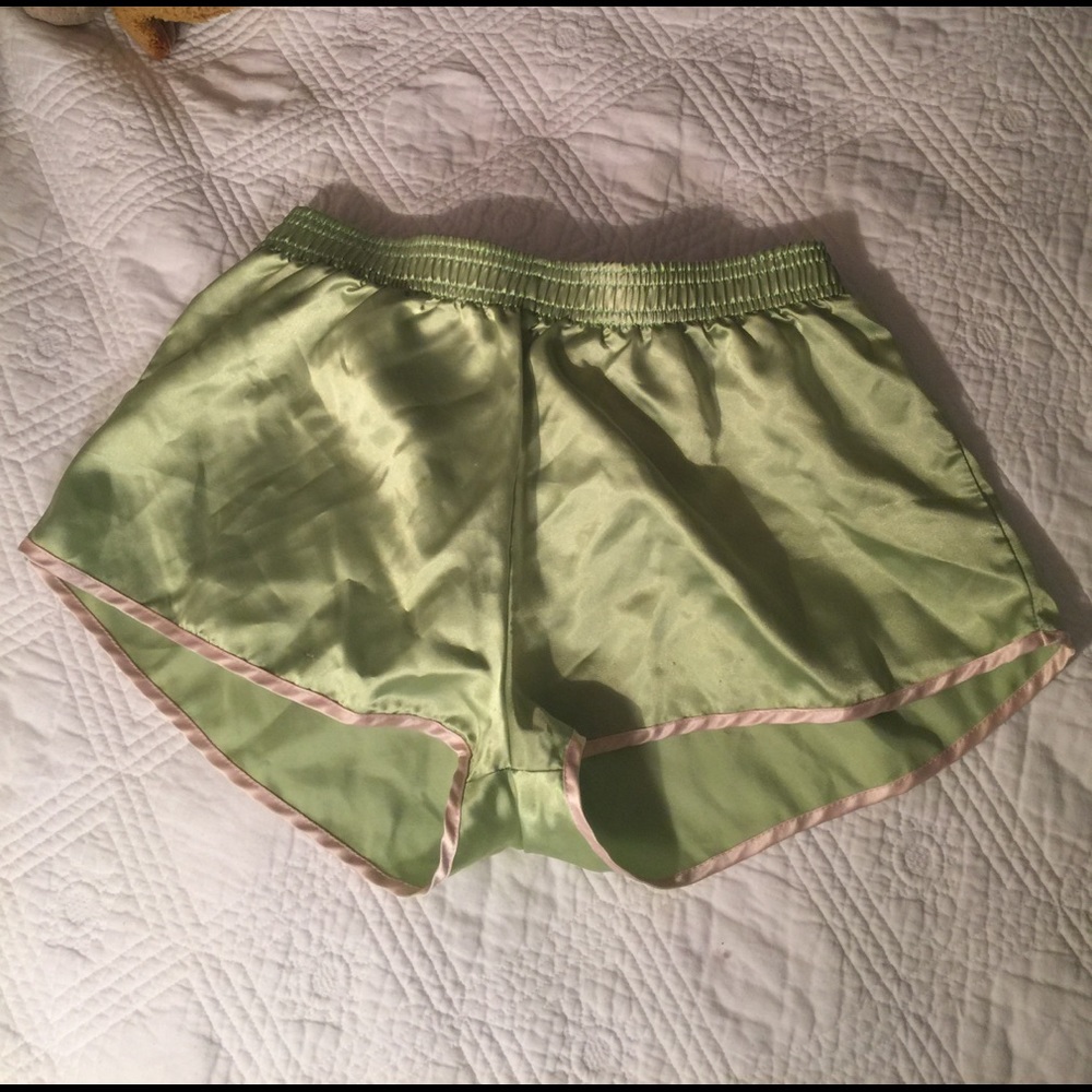 American apparel green silk gym shorts size small