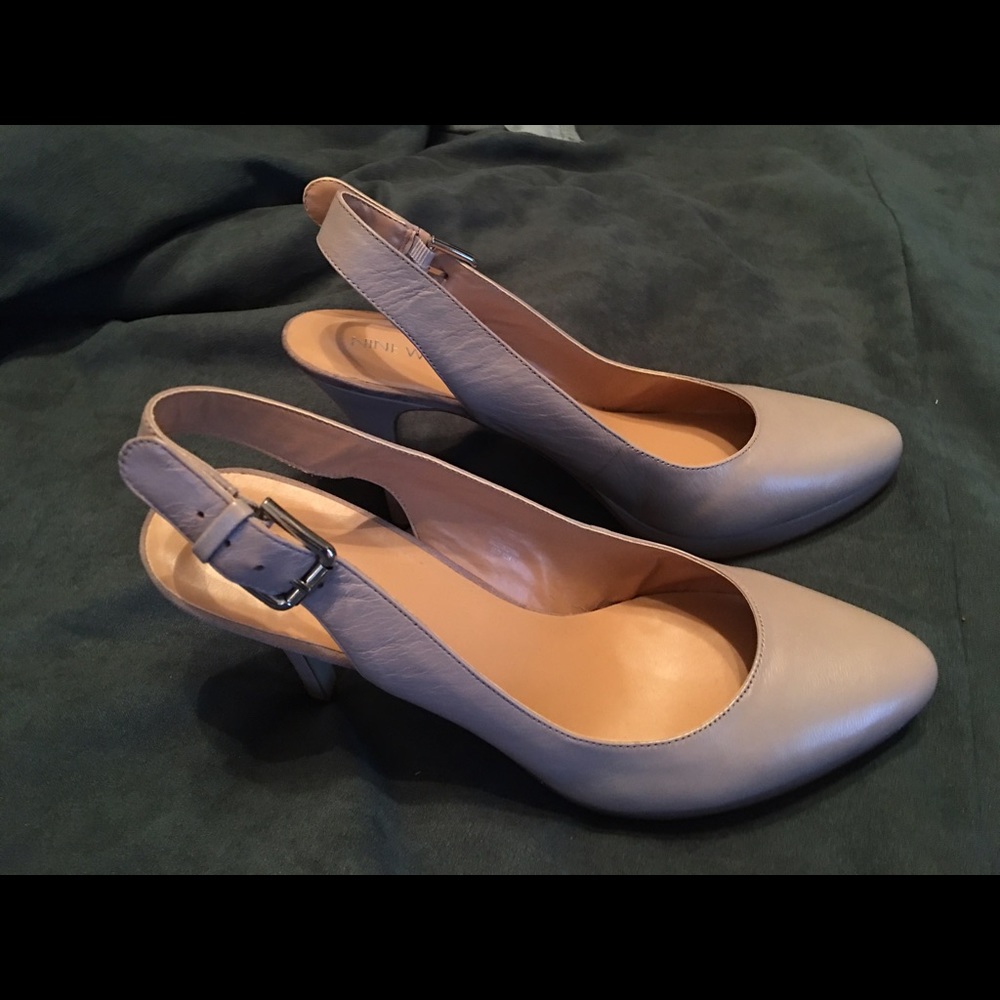 Grey pumps sling back heel