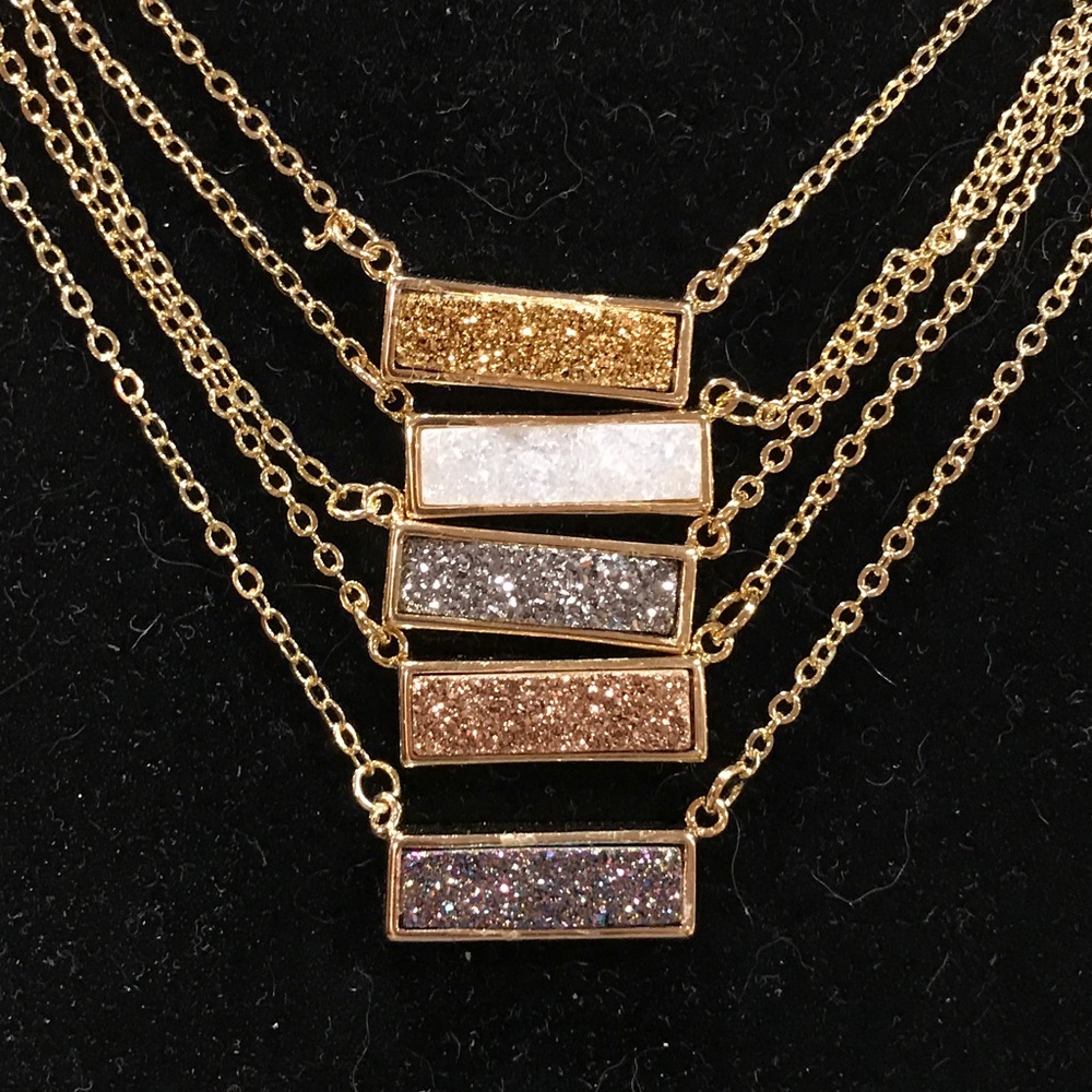 Gorgeous GP natural agate titanium Druzy necklace