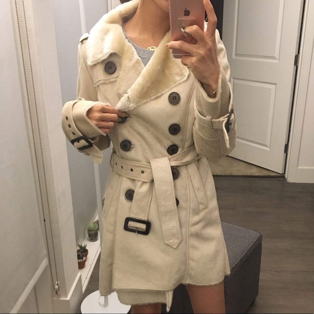 LUXURIOUS TAN FAUX FUR SUEDETTE COAT