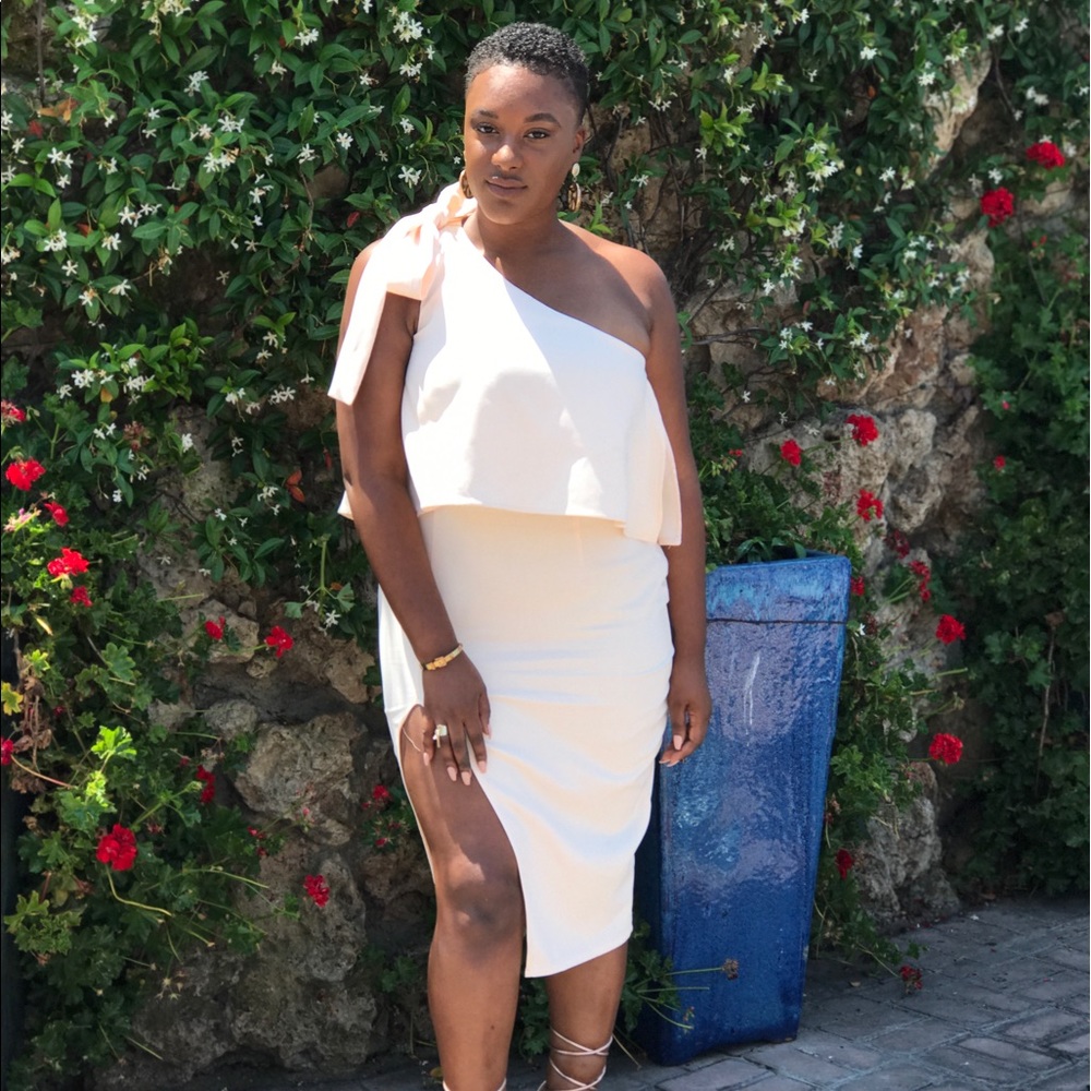 Missguided Nude Bow Slit Dress - wedding or summer