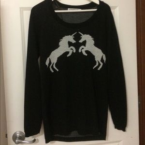 Black and Silver Long Unicorn Sweater