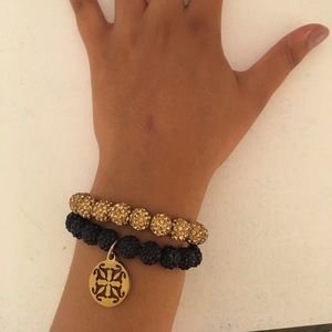 Rustic Cuff Black and Gold Stack