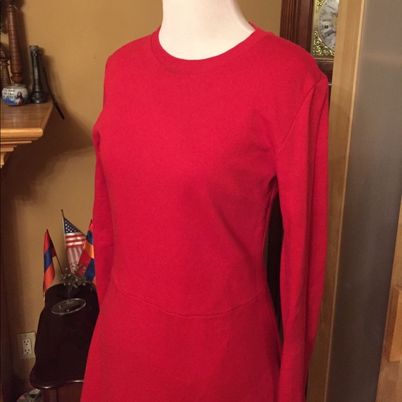 Red long sleeve dress zara clothing