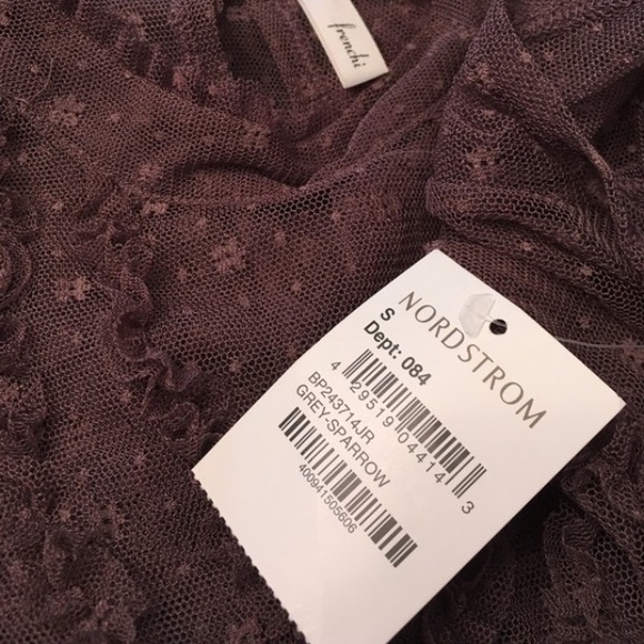 NWT Frenchi Mauve Lace High Neck Victorian Peplum - Picture 3 of 4