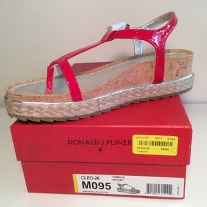 Donald J Pliner-Red Patent Leather Sandals "Cleo"