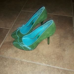 Nwt green suede and light blue shoes