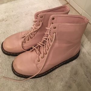 Pink lace up boots (slightly worn)