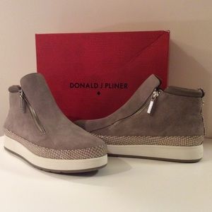 Donald J Pliner-Taupe Suede sneaker booties"Meira"