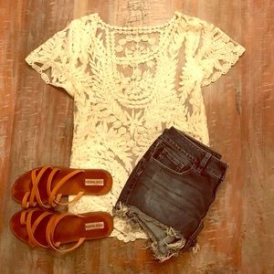 NWOT Cream Lace Top