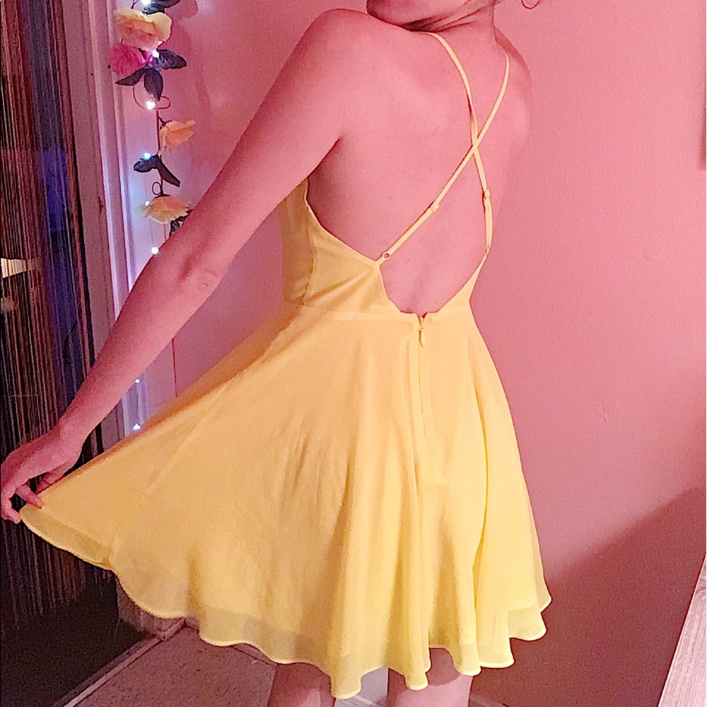 Yellow Flowy Dress Bebe Brand