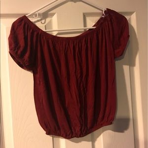 Red off the shoulder crop top