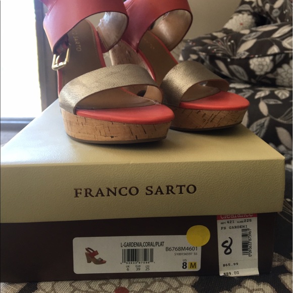 Coral Franco Sarto Wedges (Women's size 8) - Picture 2 of 3