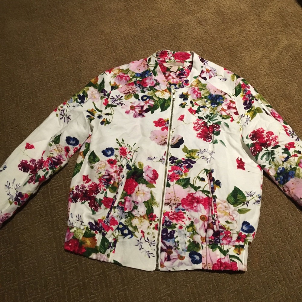 Colorful flower bomber jacket (worn once)