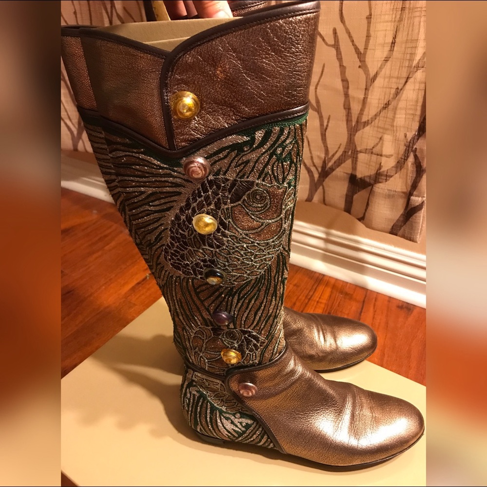 Sergio Rossi bronze high boots