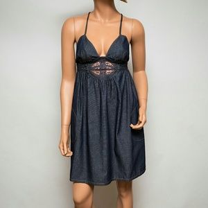 Ingwa Melero Denim Zoey Halter Mini Dress