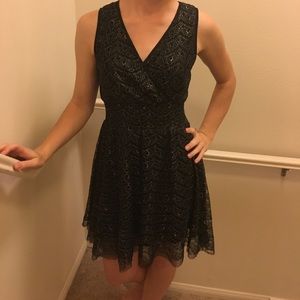 Black dress with thin gold design