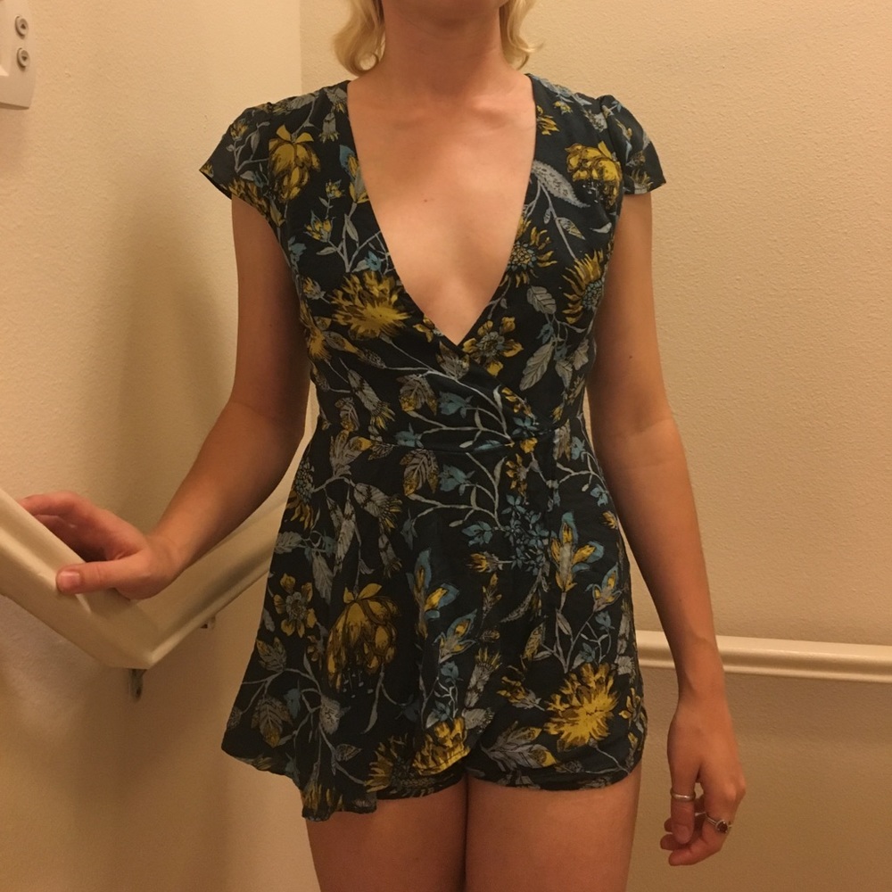 Blue floral romper