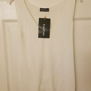 Bebe white top with gold detail