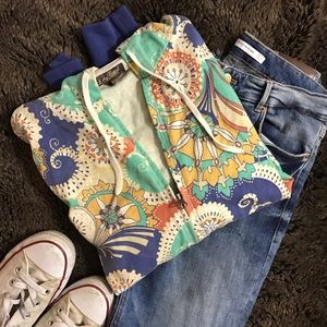 ✖️✖️SOLD ✖️✖️ Lucky Brand ☘️ Patterned Zip-Up Hood