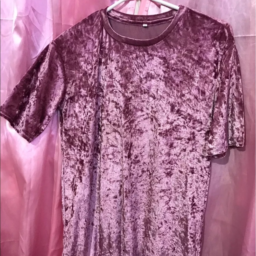 Pink Velvet T-Shirt Dress Size Small - Picture 4 of 5