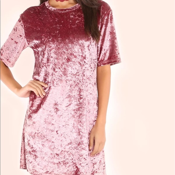Pink Velvet T-Shirt Dress Size Small - Picture 2 of 5