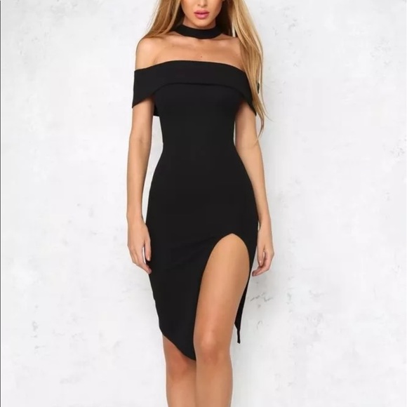 Hello Molly Dresses & Skirts - Hello Molly Black Off Shoulder Dress with Choker