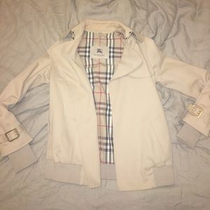 Burberry Cream Cotton Trench Bomber Jacket