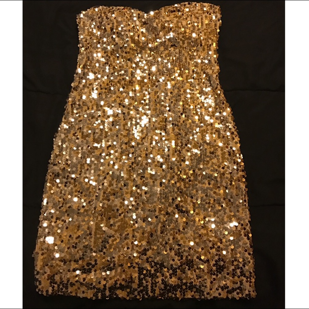 Gold/SilverSequin Strapless Dress