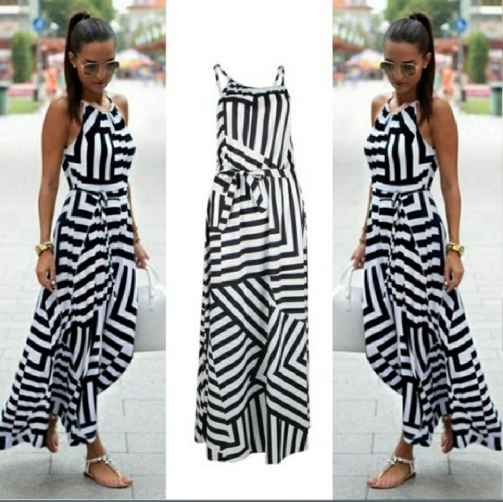 Beautiful Black and White Striped Dress - Picture 1 of 4