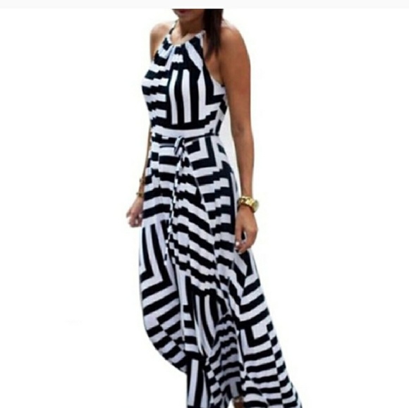 Beautiful Black and White Striped Dress - Picture 2 of 4