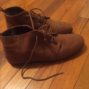 Brown suede booties