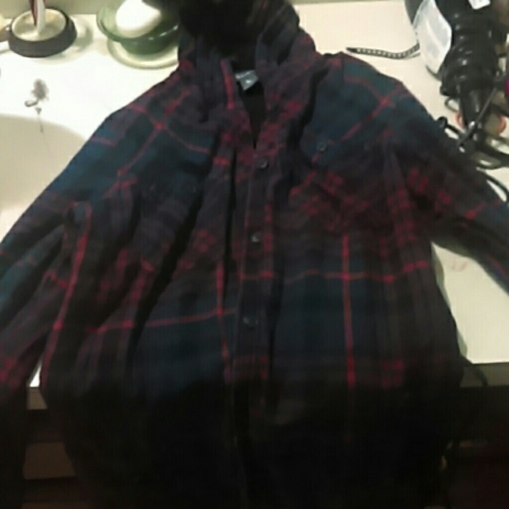 Eddie Bauer hooded flannel