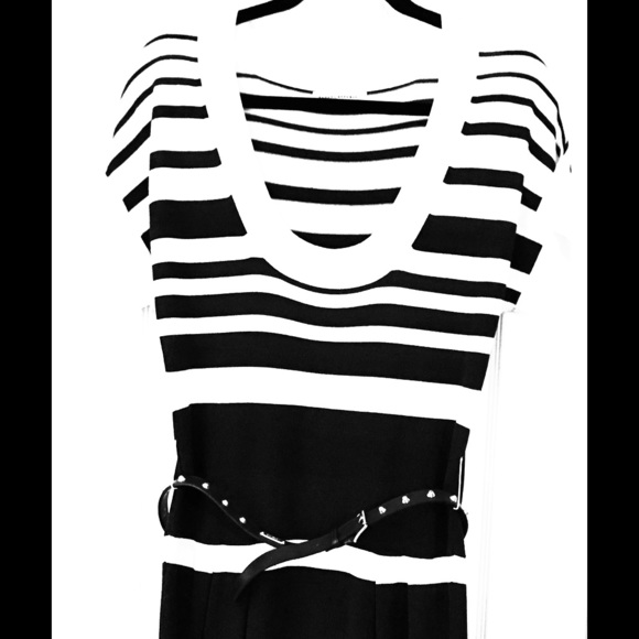 NWOT Banana Republic Brown & White Stripe Dress - Picture 1 of 3