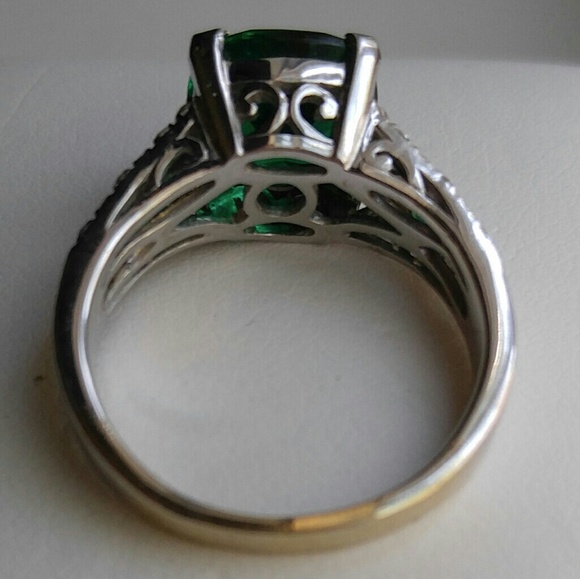 SOLD Certified Diamond and Emerald Ring - Picture 2 of 4