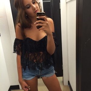 Crochet Lace Off the Shoulder Top