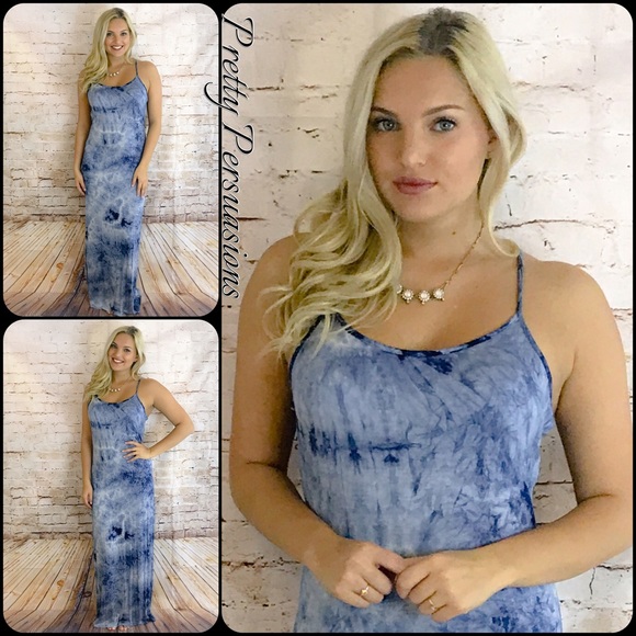 NWT Blue & Navy Tie-Dyed Maxi Dress - Picture 4 of 4