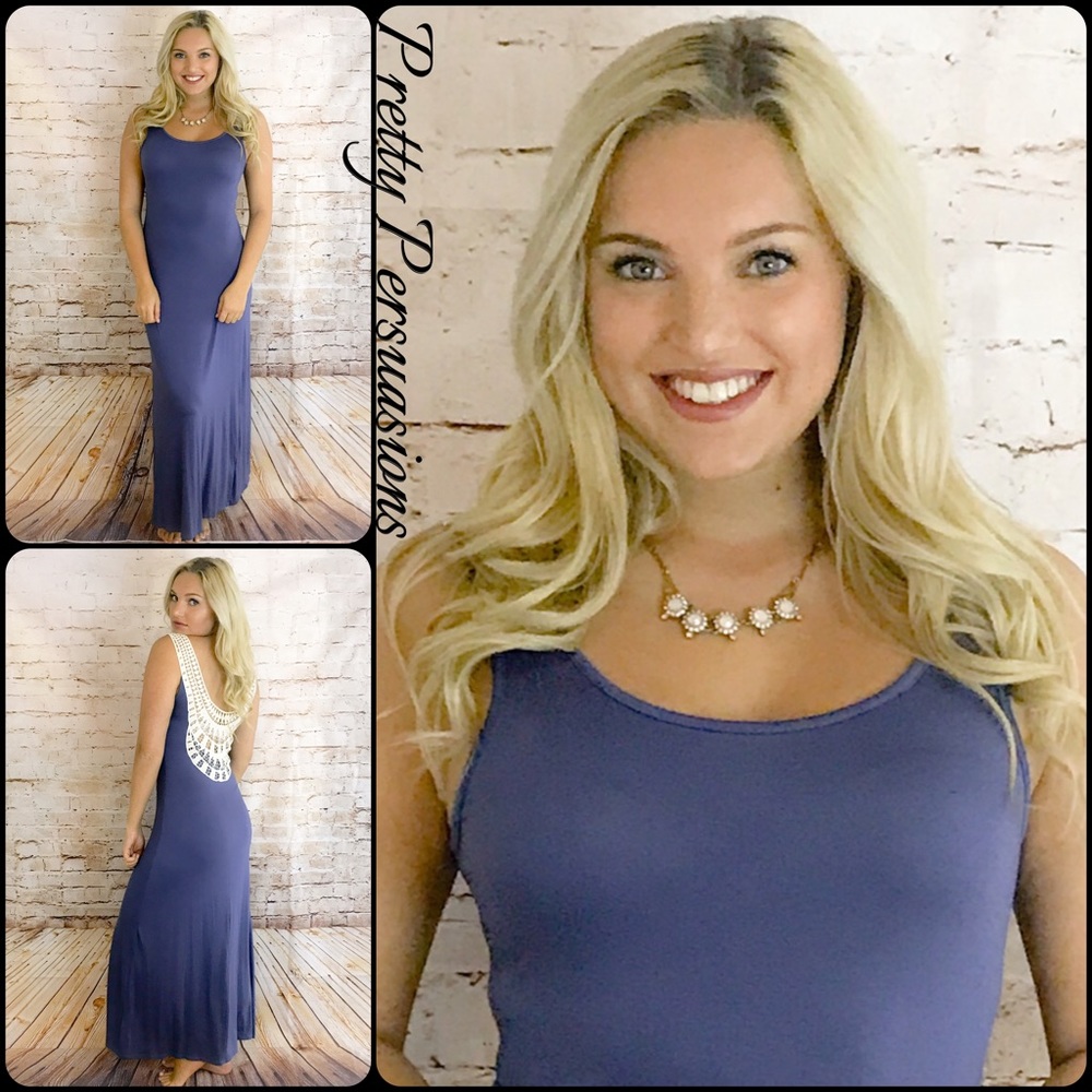 NWT Indigo Crochet Back Boho Maxi Dress - Picture 5 of 5