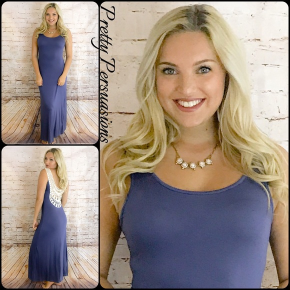 NWT Indigo Crochet Back Boho Maxi Dress - Picture 5 of 5