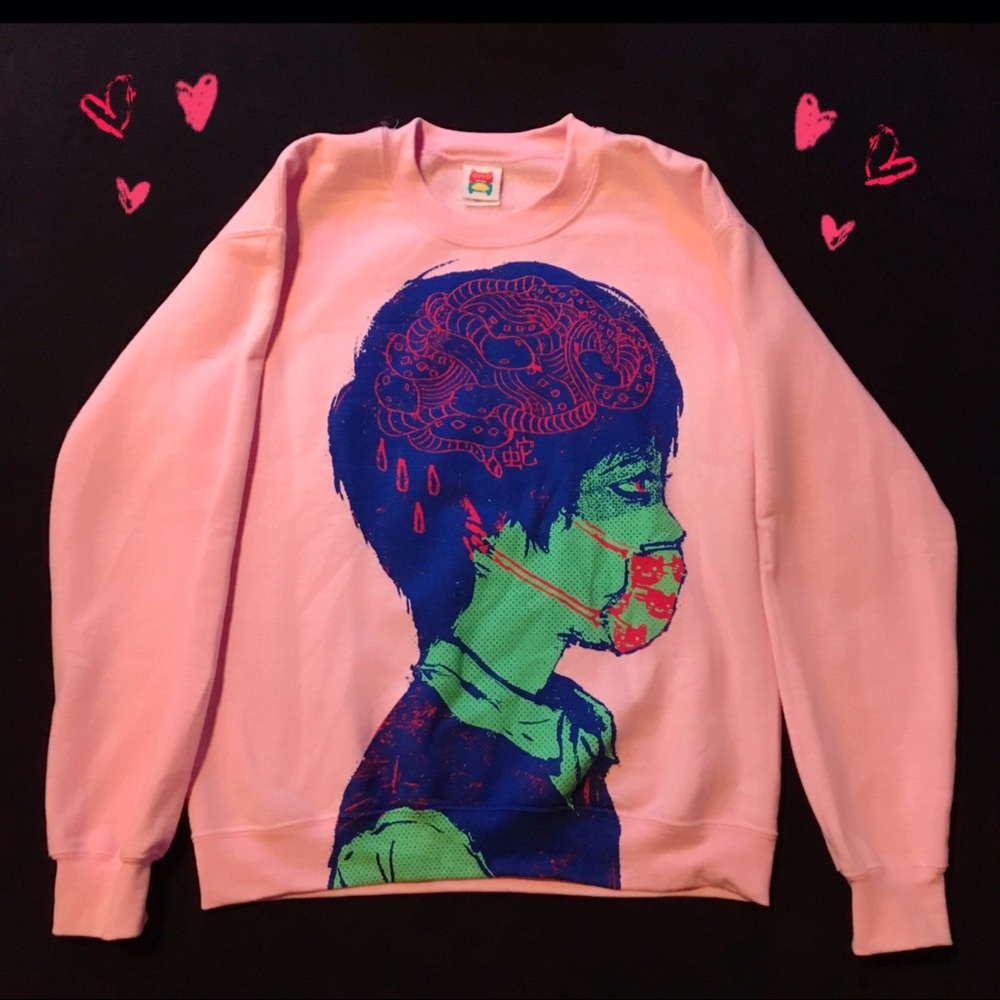 OMOCAT Sick Boy Anime Creepy Sweater Crewneck