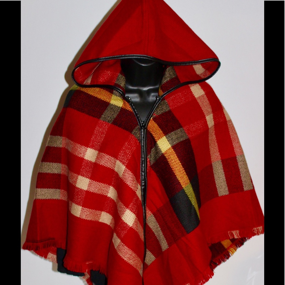 Hooded zip-up Poncho