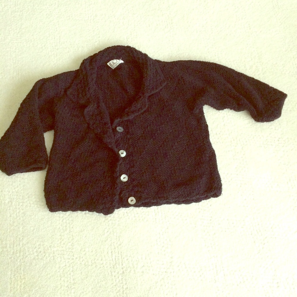 Black cotton cardigan sweater