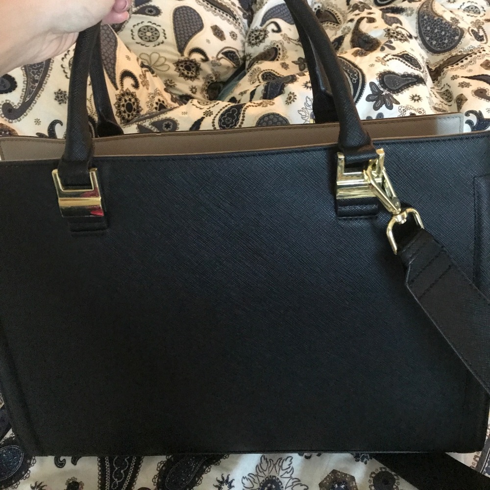 H&M black and grey work bag with crossbody strap