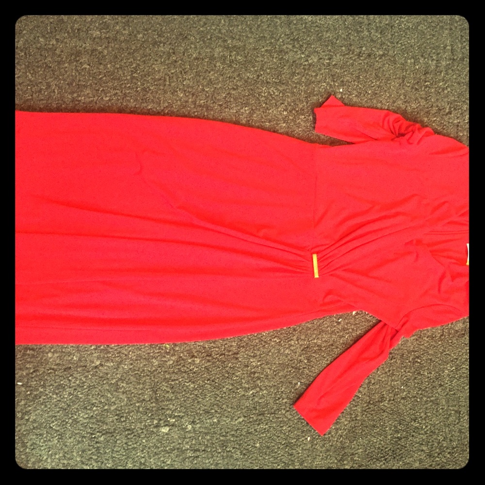 Deep Red Calvin Klein Wrap Dress