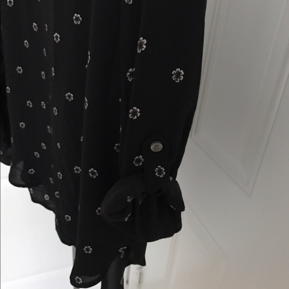 Loft Black Flower Printed Blouse (sz L) - Picture 4 of 4